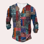 Men's long sleeve patchwork top casual attire - unique design for relaxed outings