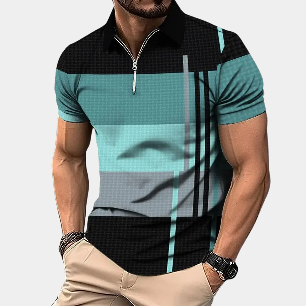 Men's polo shirt - contemporary short sleeve zip neck top for casual occasions