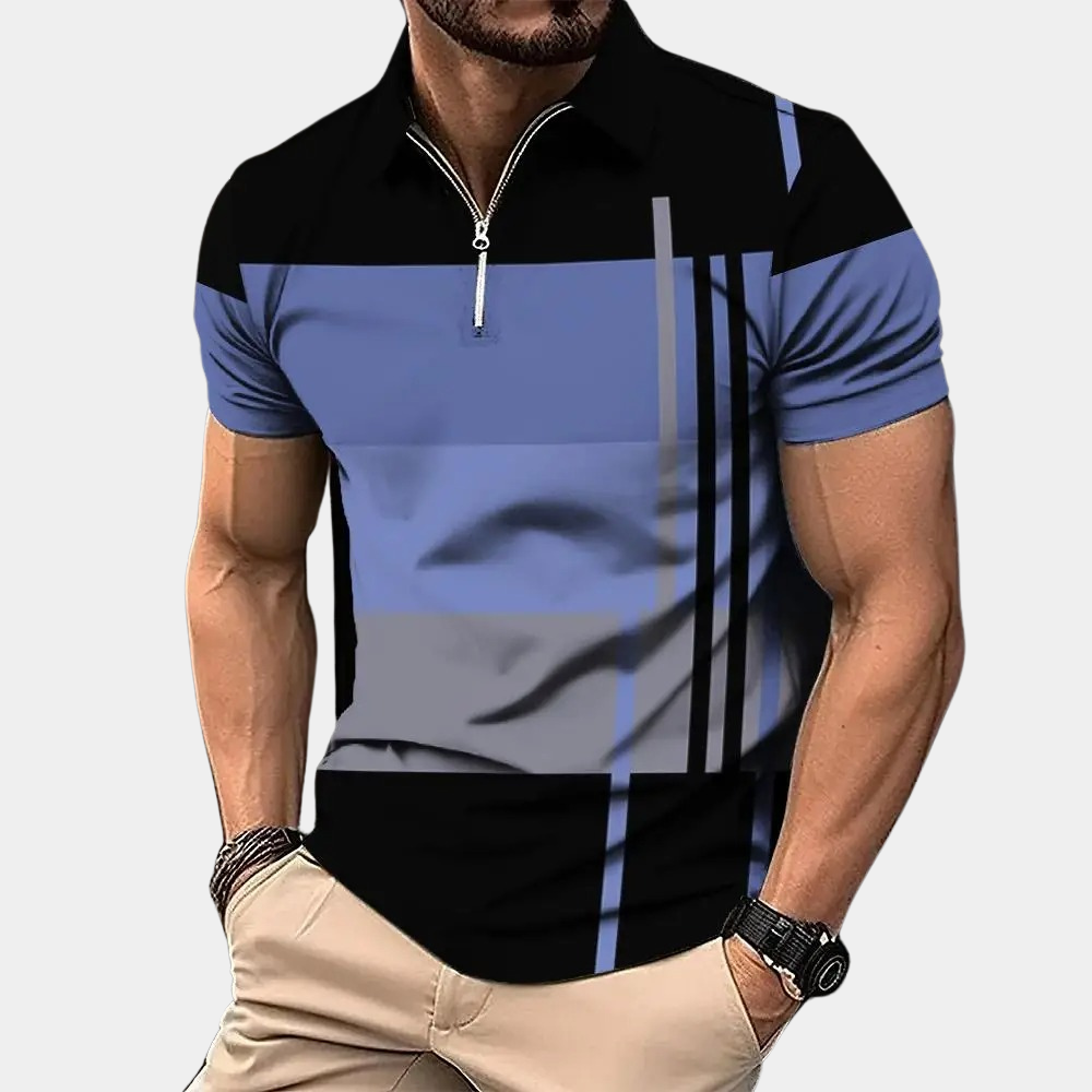 Men's polo shirt - contemporary short sleeve zip neck top for casual occasions