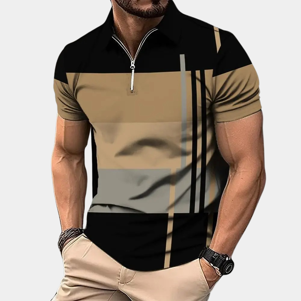 Men's polo shirt - contemporary short sleeve zip neck top for casual occasions