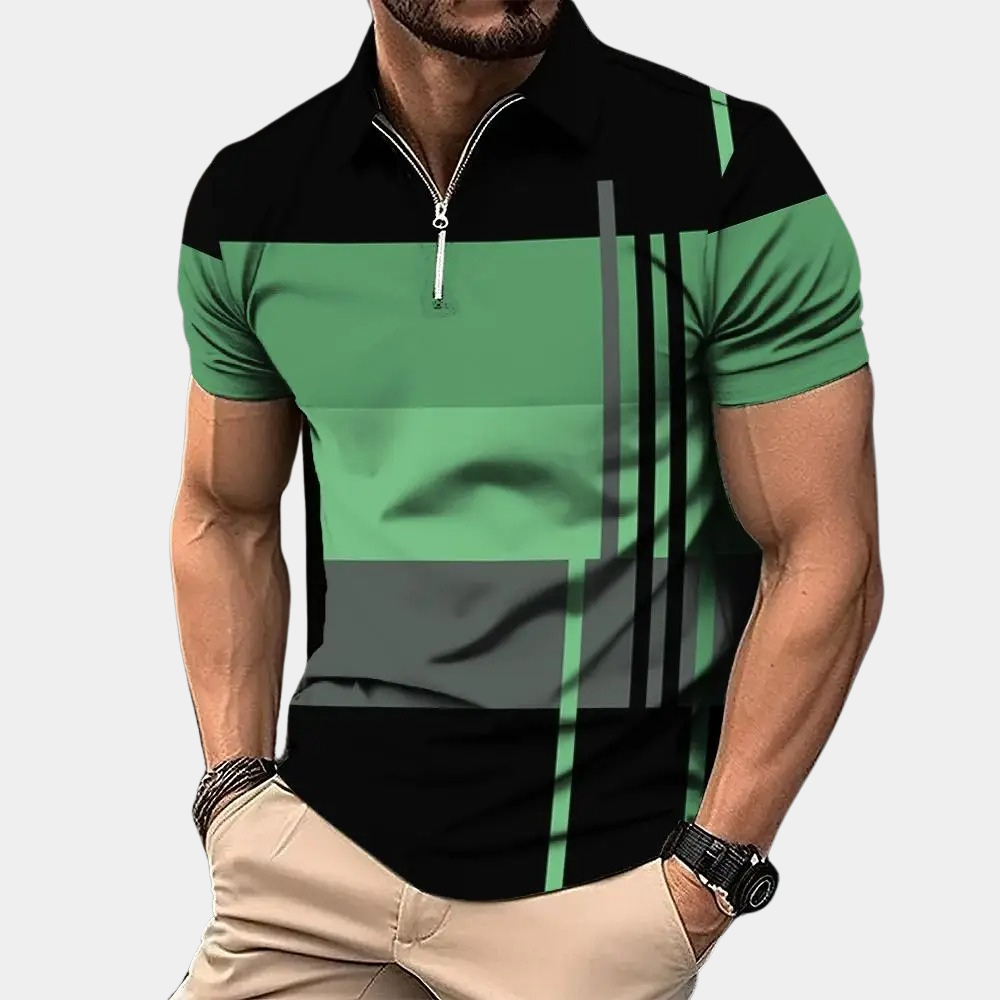 Men's polo shirt - contemporary short sleeve zip neck top for casual occasions