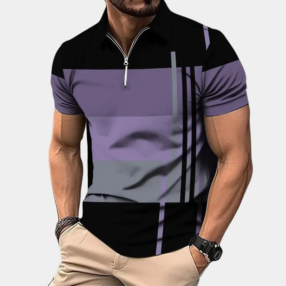 Men's polo shirt - contemporary short sleeve zip neck top for casual occasions