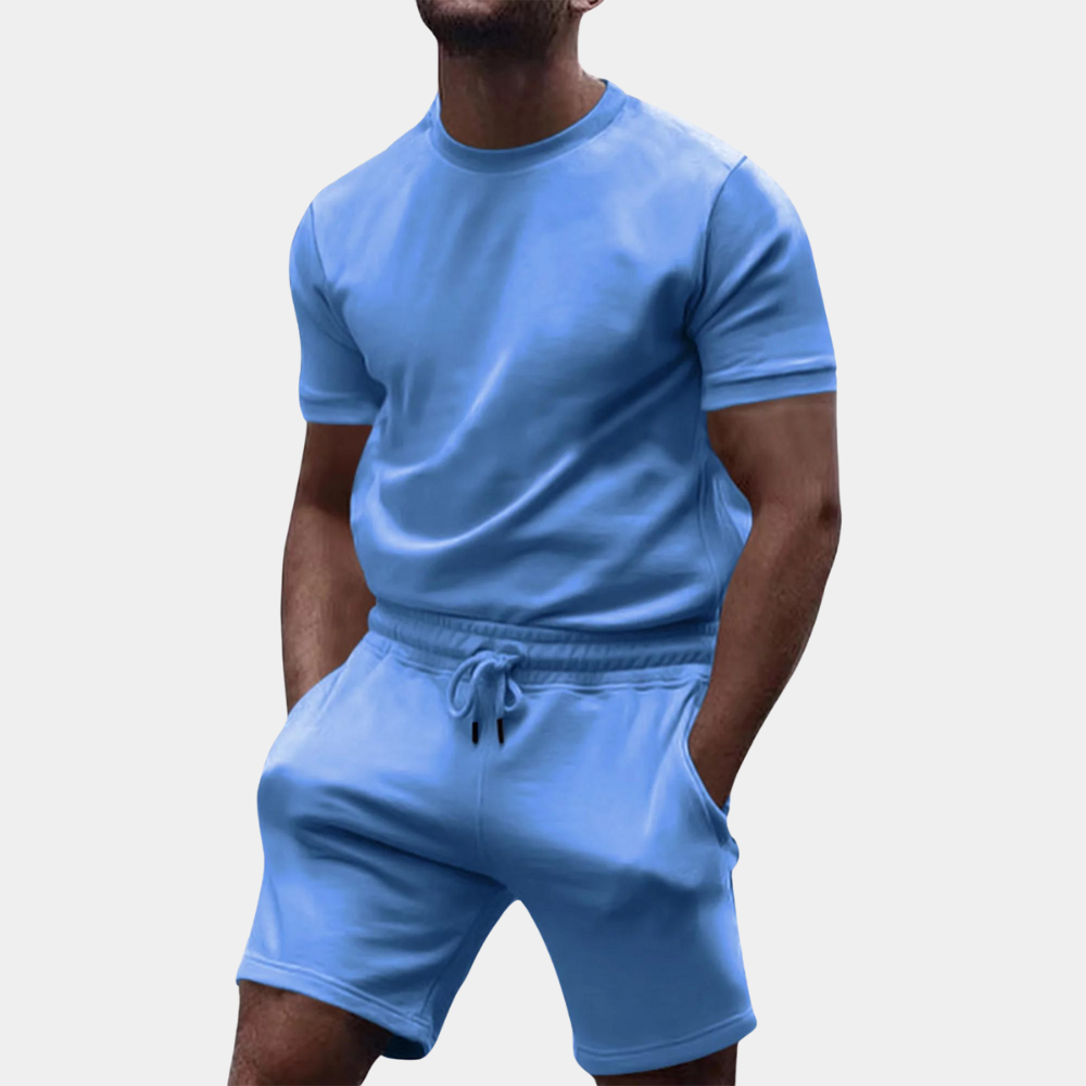 Men's relaxed fit shorts and short-sleeve top co-ord set for a laid-back look
