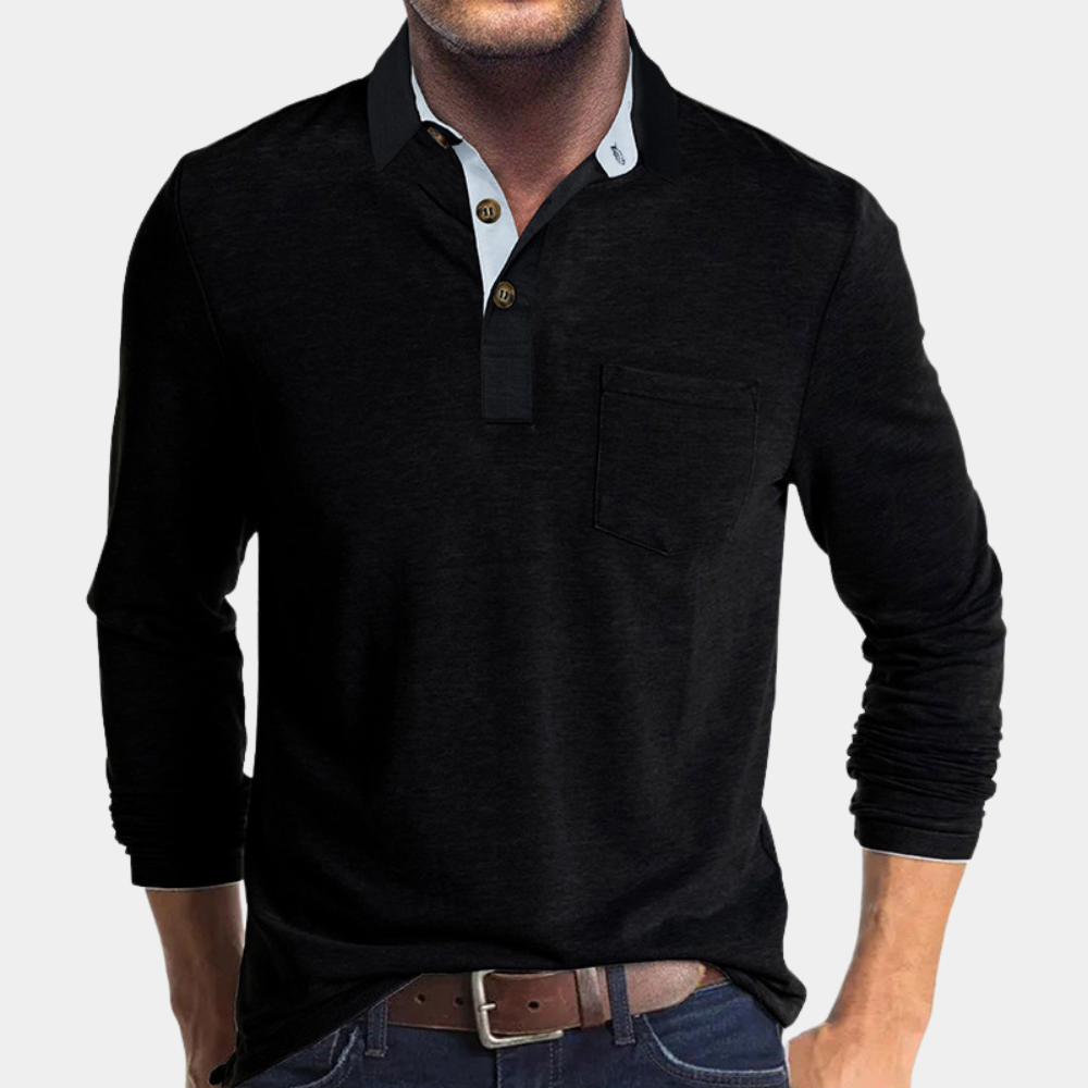 Men's long sleeve polo shirt - versatile smart casual attire