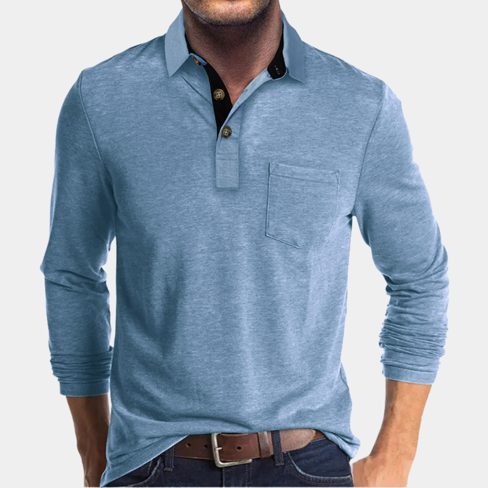 Men's long sleeve polo shirt - versatile smart casual attire