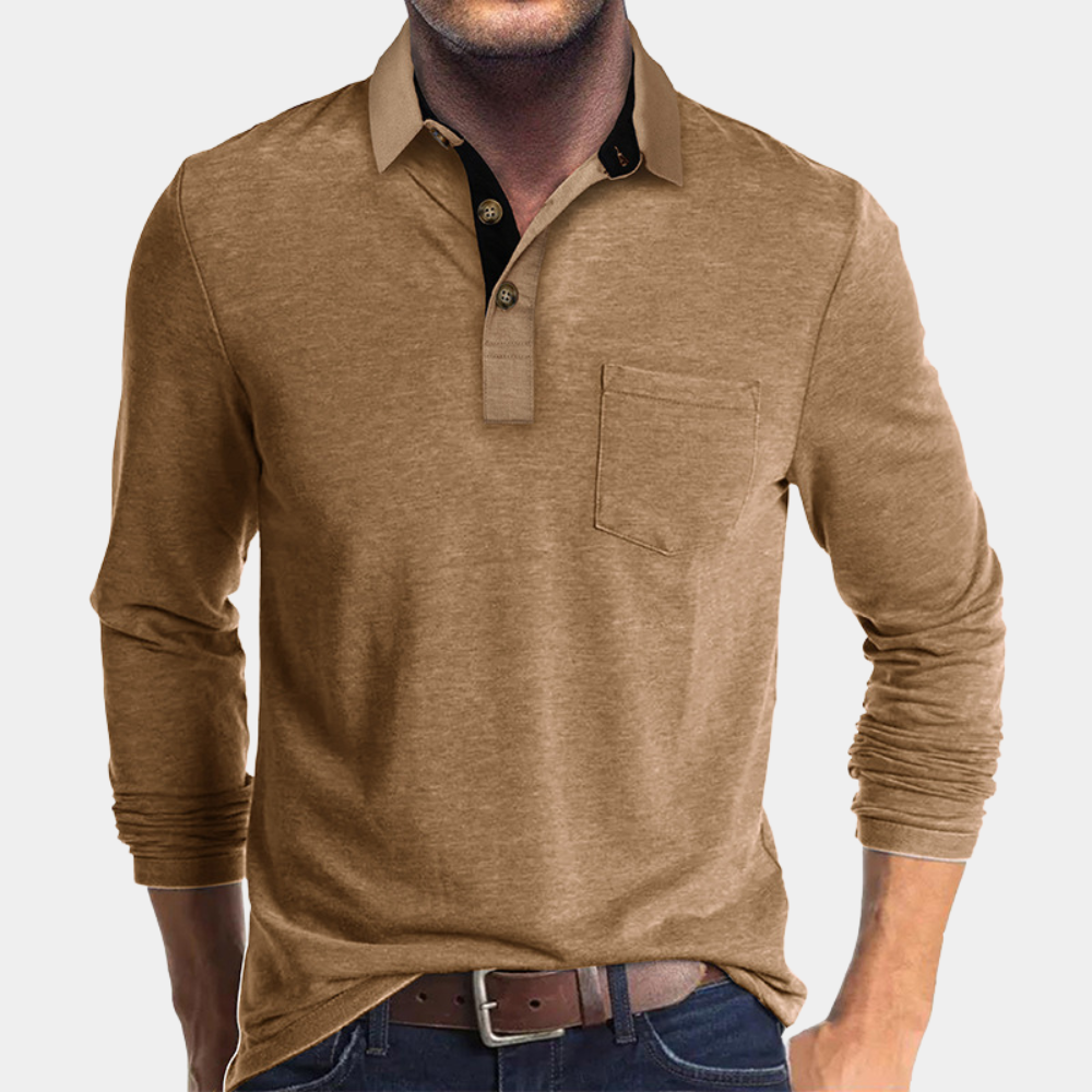 Men's long sleeve polo shirt - versatile smart casual attire
