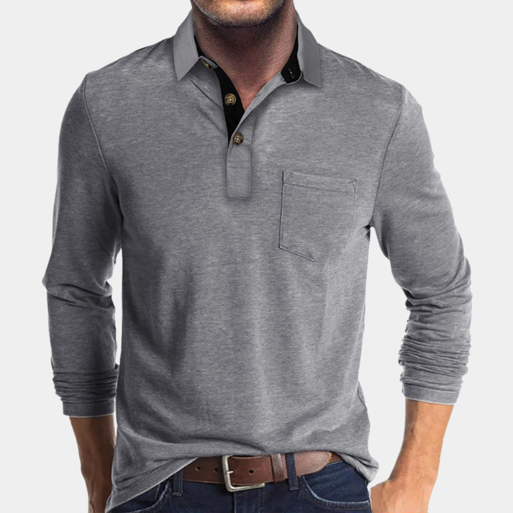 Men's long sleeve polo shirt - versatile smart casual attire