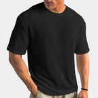 Men's waffle knit t-shirt - stylish casual short sleeve top for everyday wear