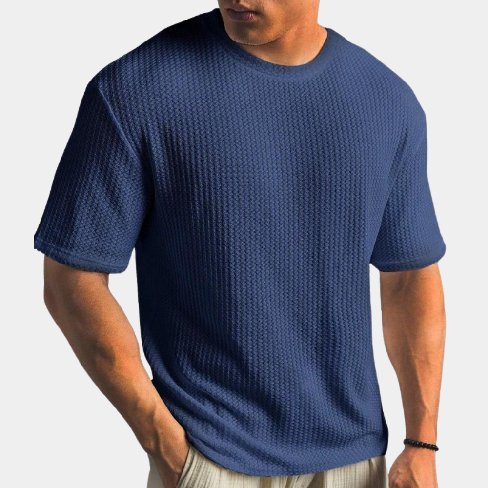 Men's waffle knit t-shirt - stylish casual short sleeve top for everyday wear