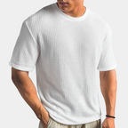 Men's waffle knit t-shirt - stylish casual short sleeve top for everyday wear