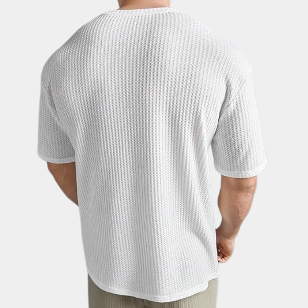 Men's waffle knit t-shirt - stylish casual short sleeve top for everyday wear