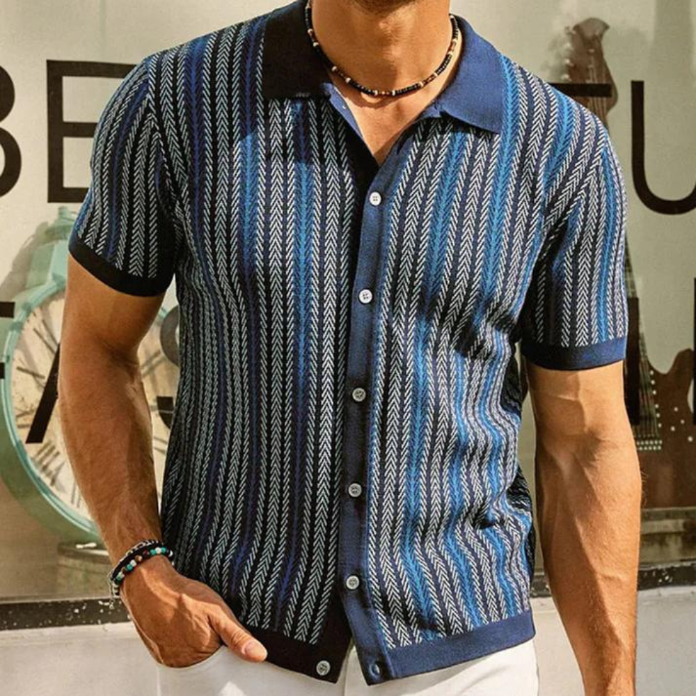 Men's poloshirt lightweight knitted casual wear - modern design for social outings