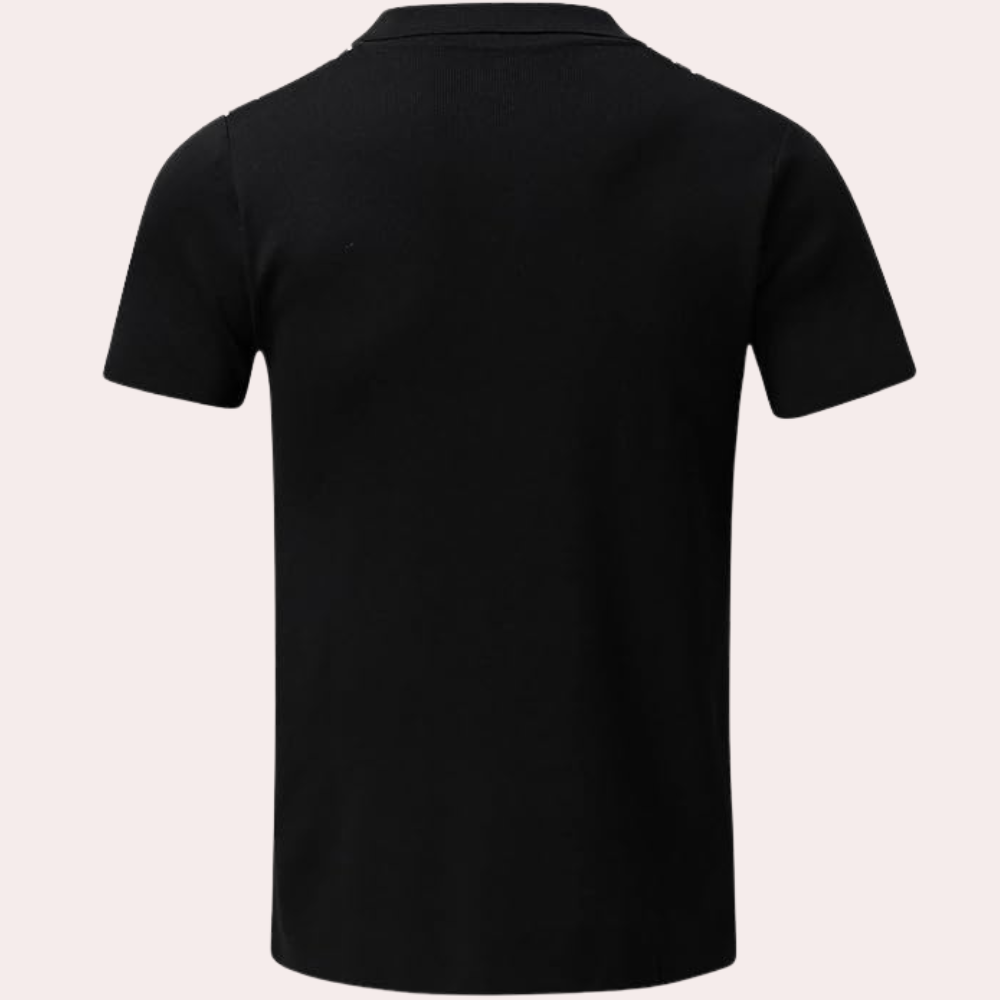 Men's polo shirt stylish black with pattern - sophisticated casual wear for everyday style