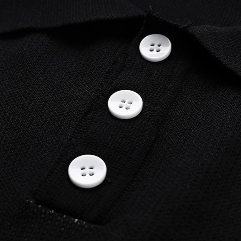 Men's polo shirt stylish black with pattern - sophisticated casual wear for everyday style
