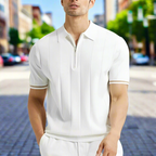 Men's polo shirt with zip neck - premium lightweight fabric for casual outings