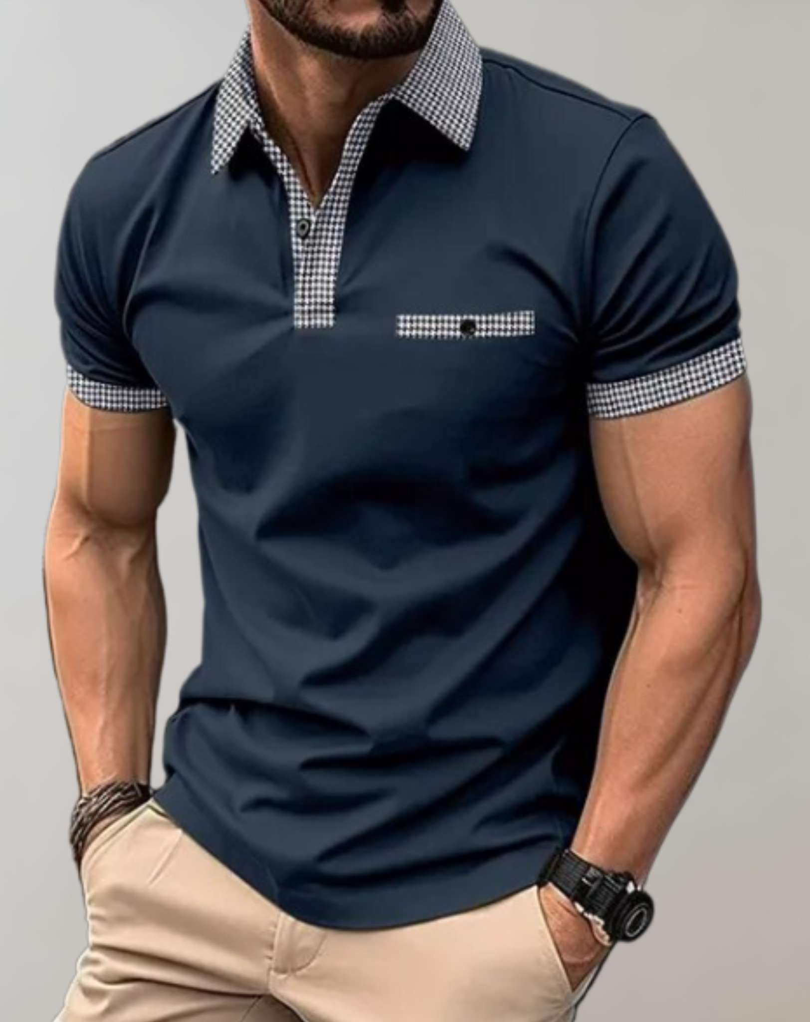 Men's polo shirt - tailored fit with pattern accents