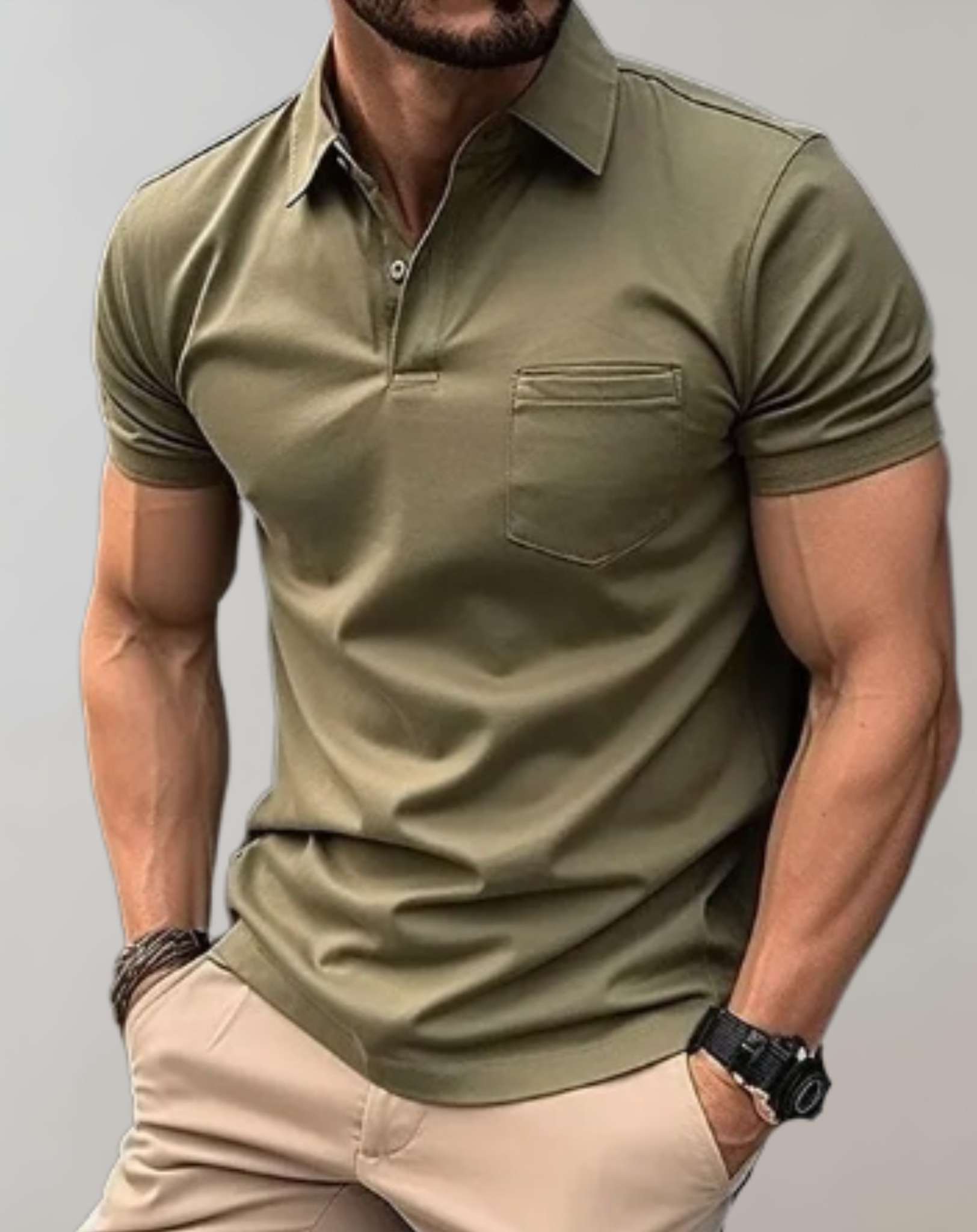 Men's polo shirt - tailored fit with pattern accents