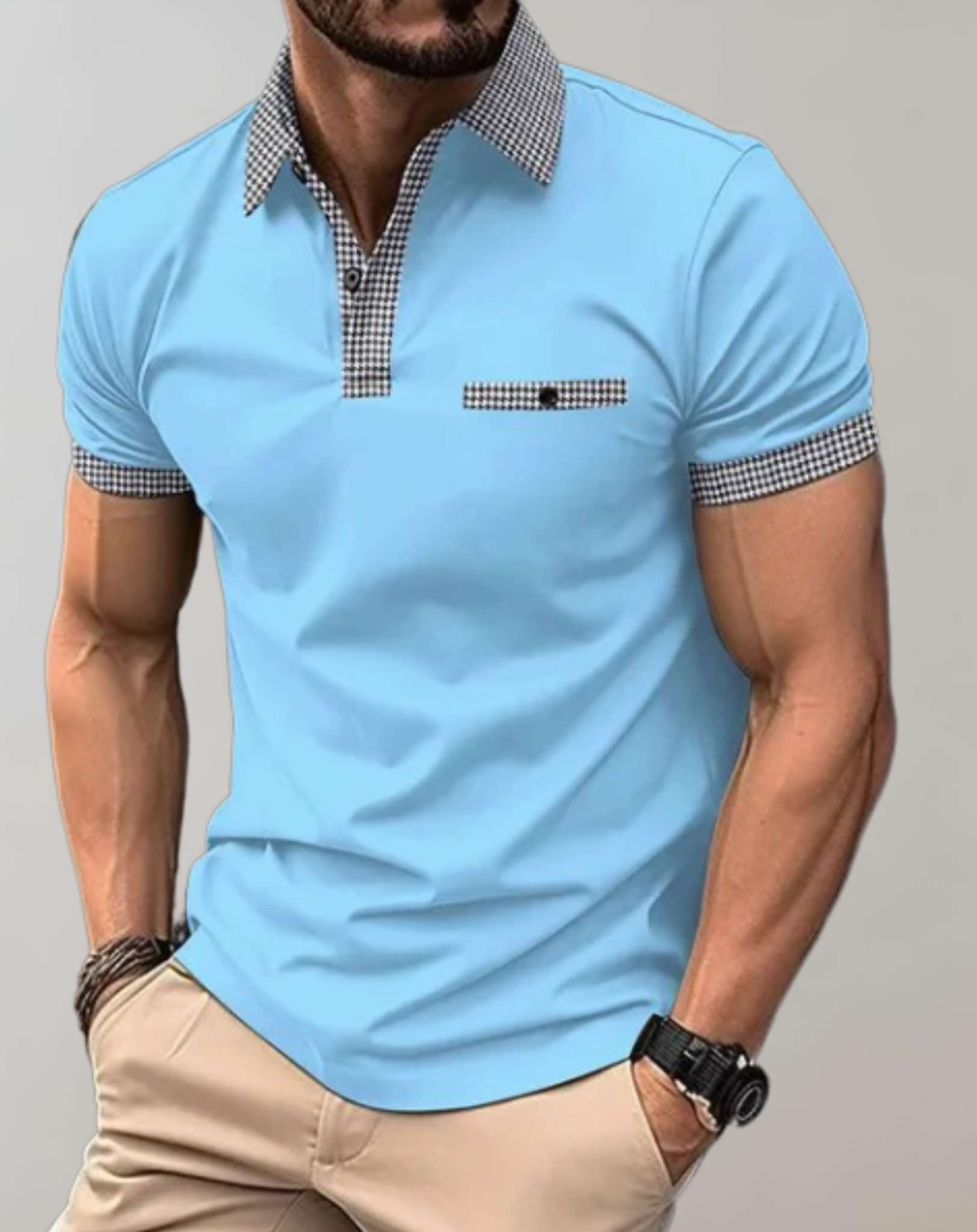 Men's polo shirt - tailored fit with pattern accents