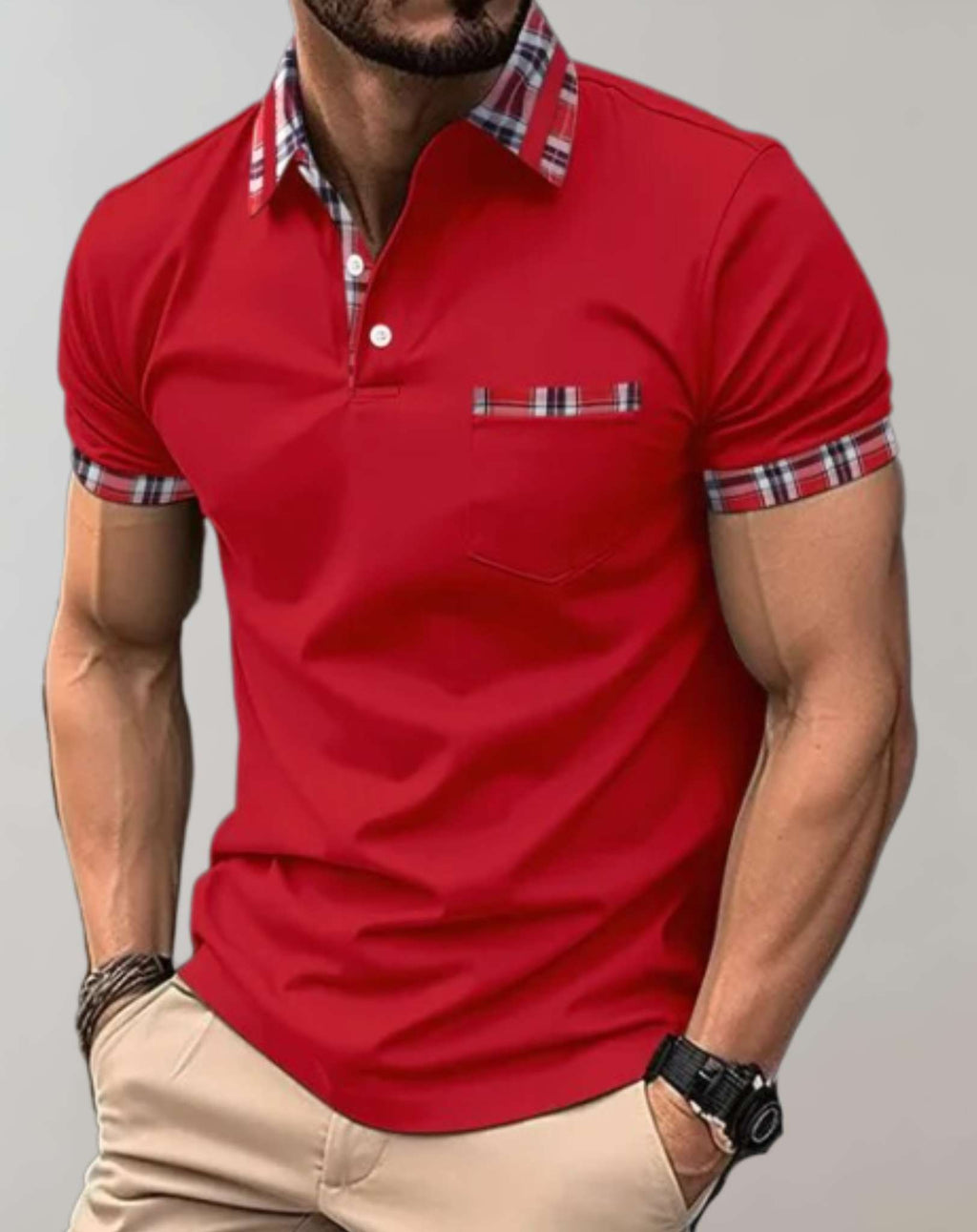 Men's polo shirt - tailored fit with pattern accents