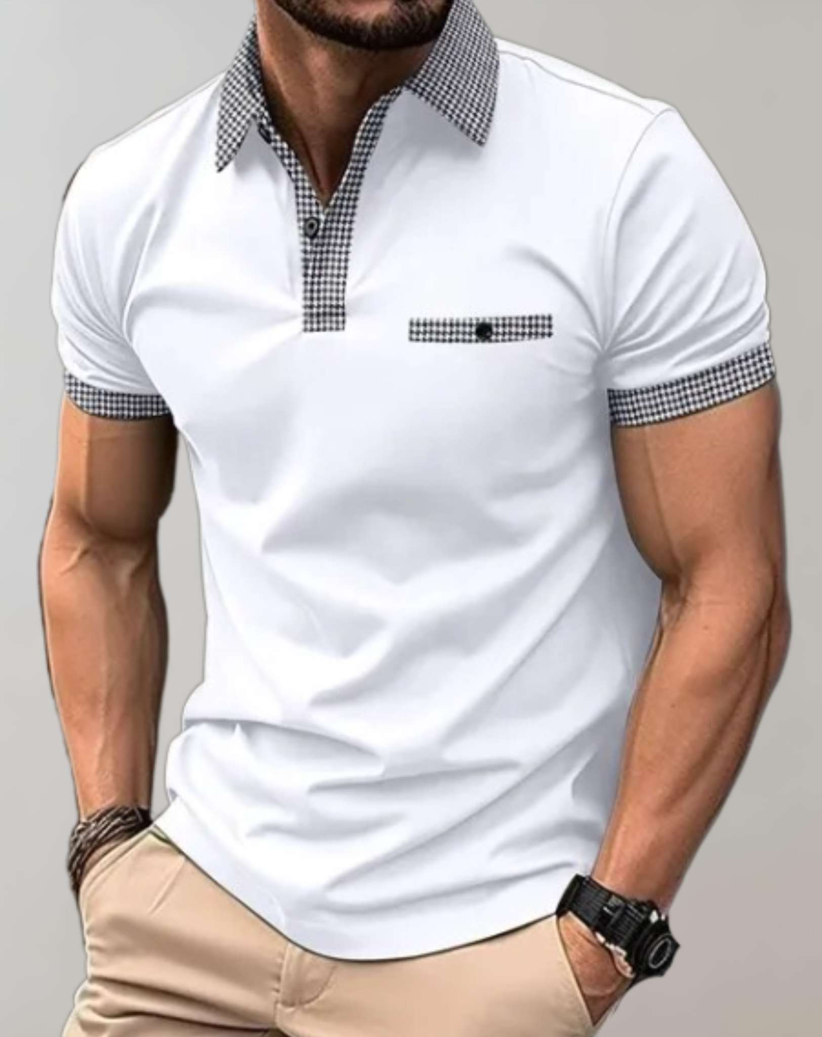 Men's polo shirt - tailored fit with pattern accents