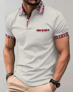 Men's polo shirt - tailored fit with pattern accents