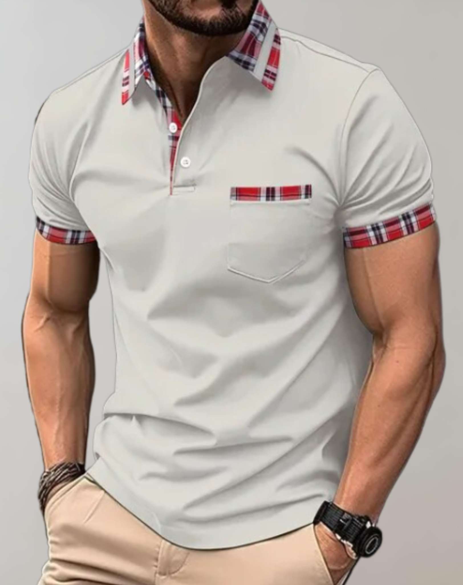 Men's polo shirt - tailored fit with pattern accents
