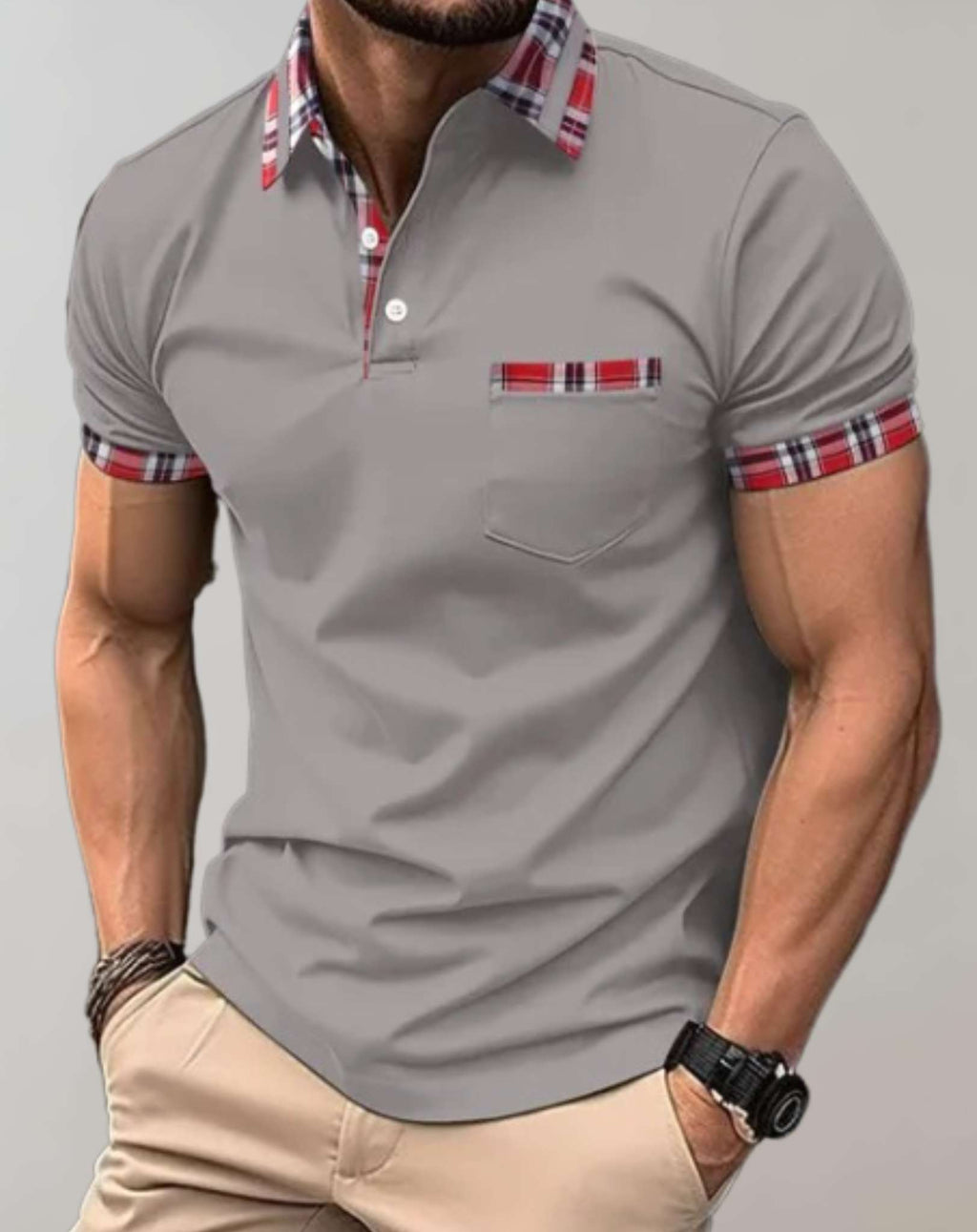 Men's polo shirt - tailored fit with pattern accents