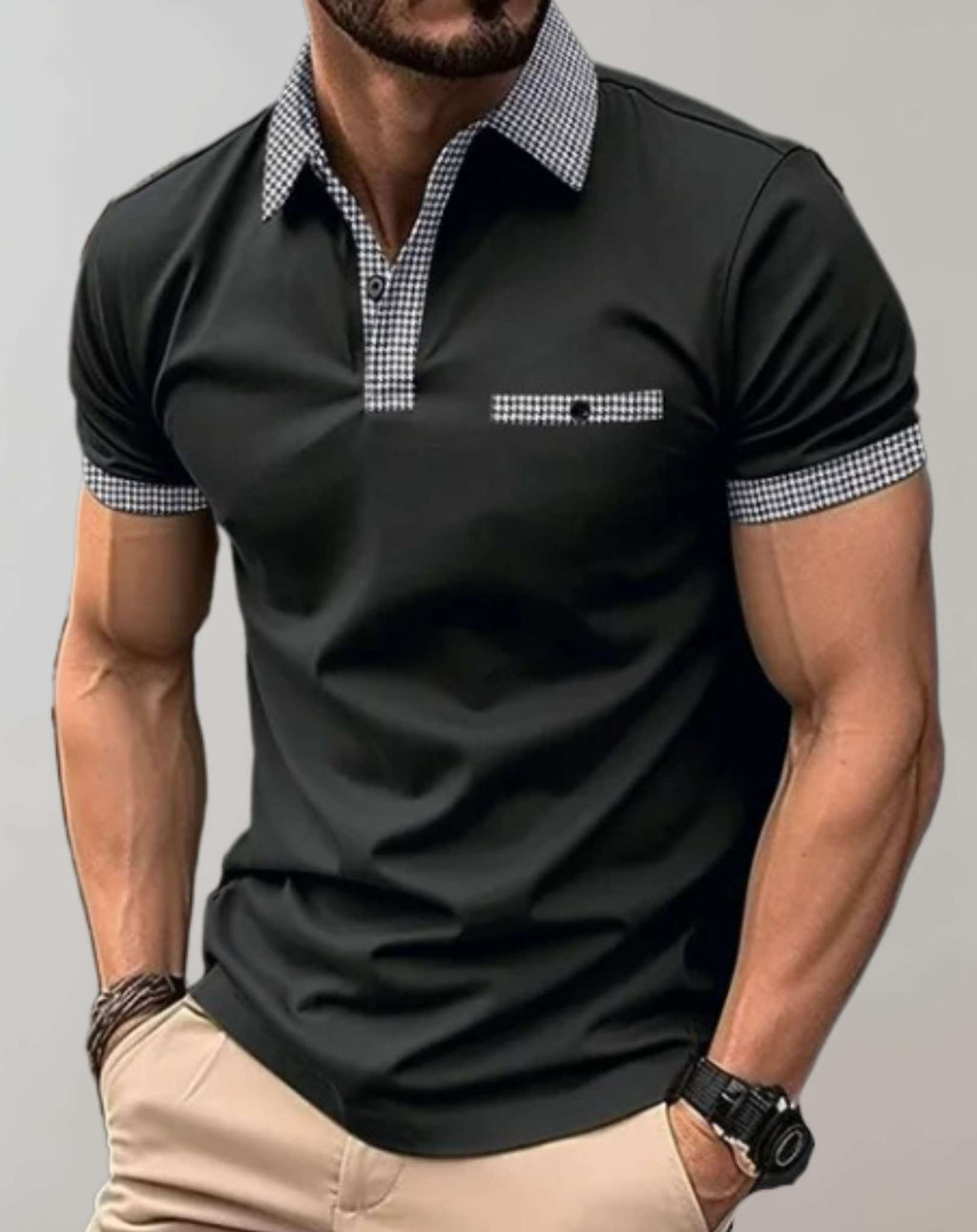 Men's polo shirt - tailored fit with pattern accents