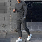 2-piece long sleeve top and trousers set - fashionable men’s loungewear