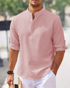 Men's long sleeve casual shirt - contemporary pink style for everyday wear - versatile and comfortable
