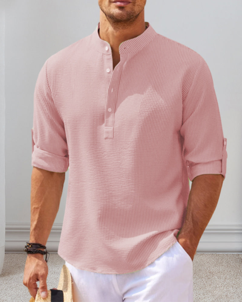 Men's long sleeve casual shirt - contemporary pink style for everyday wear - versatile and comfortable