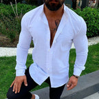 Linen long-sleeve shirt - stylish men’s casual shirt