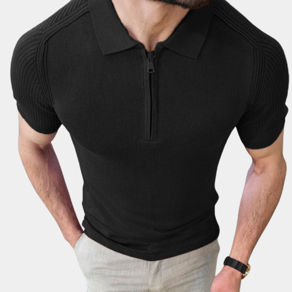 Men's zip neck polo shirt - versatile casual attire for everyday