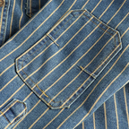Men's denim utility shirt durable long sleeve - classic striped design for casual wear