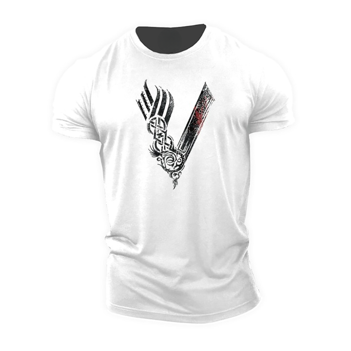 Men's graphic t-shirt unique viking print casual wear - soft fabric, eye-catching design