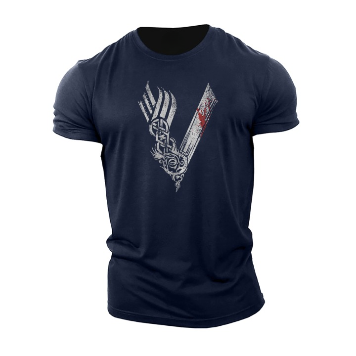 Men's graphic t-shirt unique viking print casual wear - soft fabric, eye-catching design