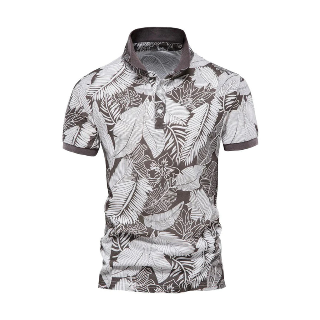 Men's floral polo shirt - casual summer attire with vibrant print, lightweight fabric