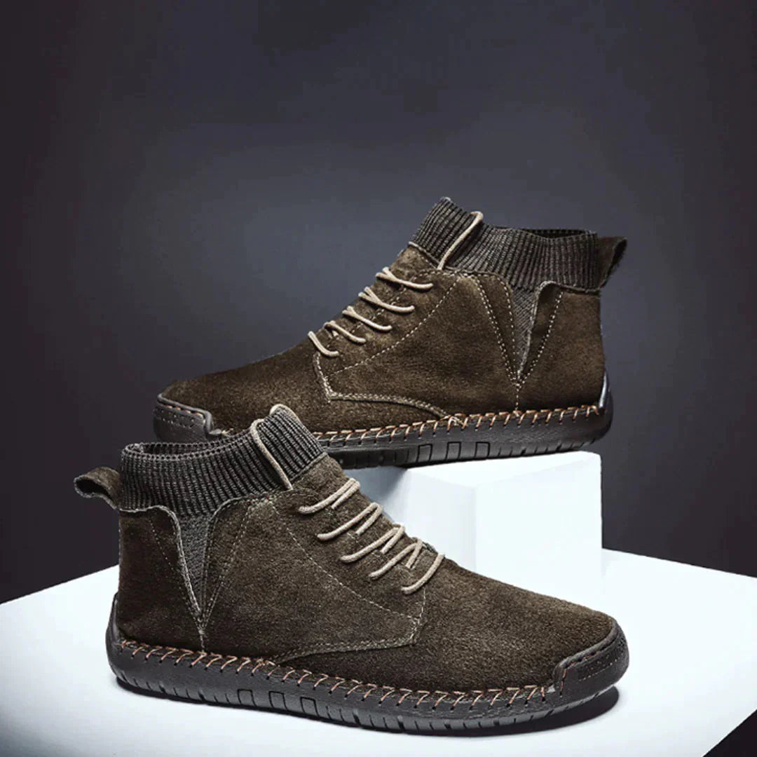 Men's casual boots sleek suede ankle footwear - modern high-top design for everyday wear