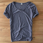 Men's v-neck t-shirt soft cotton blend casual wear - lightweight short sleeve top for everyday comfort