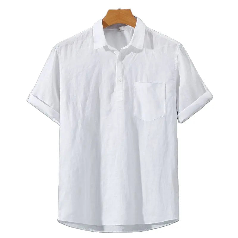 Short-sleeve linen polo shirt - men’s casual summer shirt