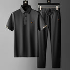 2-piece men's polo shirt and trousers set - modern attire for casual wear