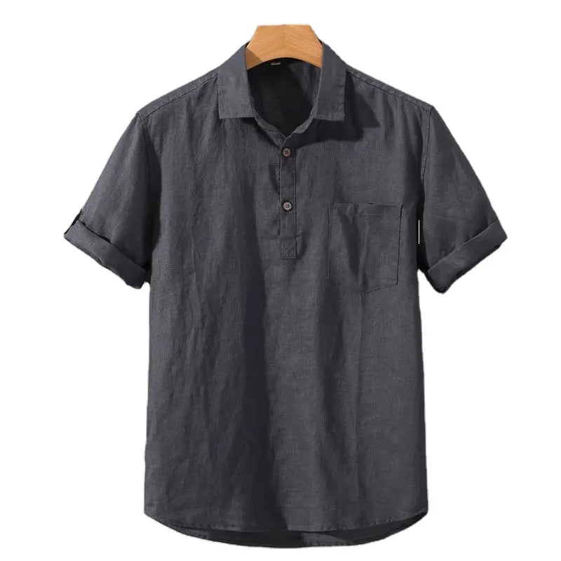 Short-sleeve linen polo shirt - men’s casual summer shirt