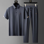 2-piece men's polo shirt and trousers set - modern attire for casual wear