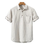 Short-sleeve linen polo shirt - men’s casual summer shirt