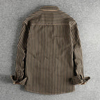Men's casual shirt durable long sleeve striped design - versatile office and weekend wear