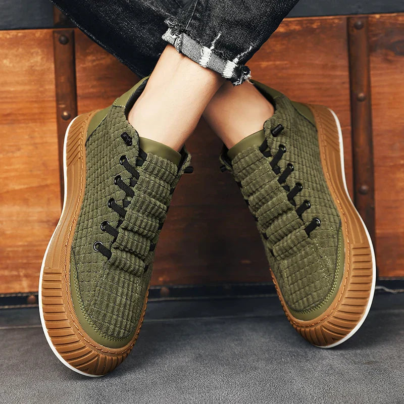 Men's high-top sneakers with ribbed pattern - trendy casual footwear for everyday wear