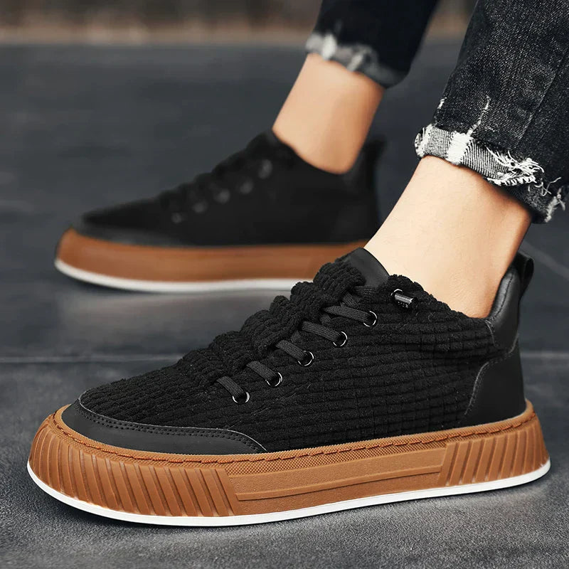Men's high-top sneakers with ribbed pattern - trendy casual footwear for everyday wear