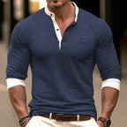 Men's long sleeve polo shirt - trendy henley top for casual & office wear