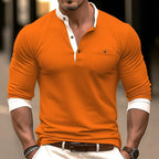 Men's long sleeve polo shirt - trendy henley top for casual & office wear