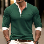 Men's long sleeve polo shirt - trendy henley top for casual & office wear